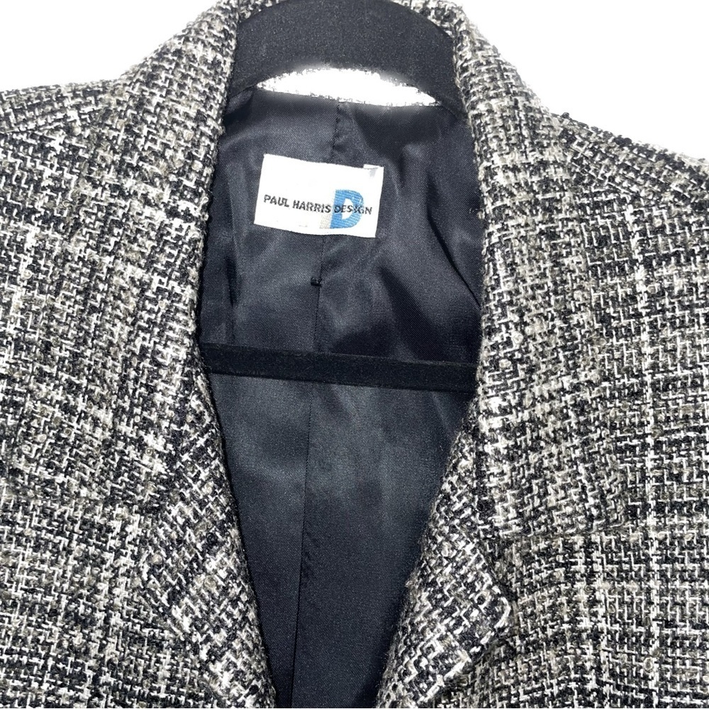 Paul Harris Design Size 10 Women’s Vintage Black White Pattern Blazer Preloved - Picture 2 of 9